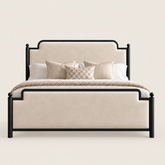 Molly Metal Fabric Bed Frame with Ball Finials