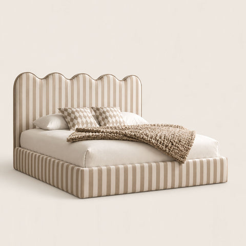 Chloe Scallop Curve Stripe Bed Frame