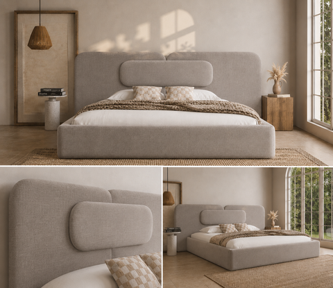 Langford Curve Extended Headboard Bed Frame