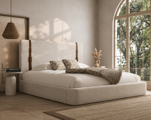 Nathaniel leather strap bed frame