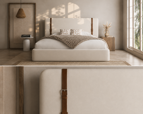 Nathaniel leather strap bed frame