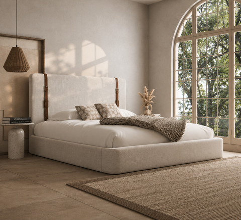 Nathaniel leather strap bed frame