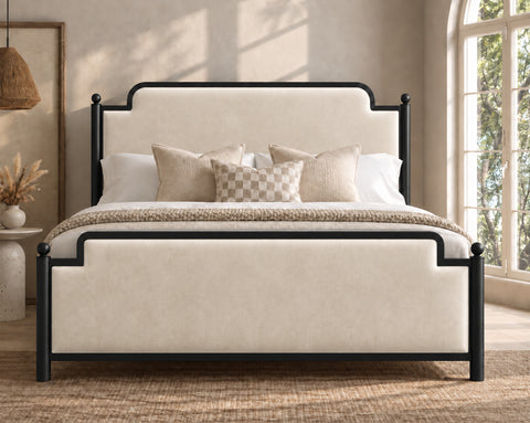 Molly Metal Fabric Bed Frame with Ball Finials