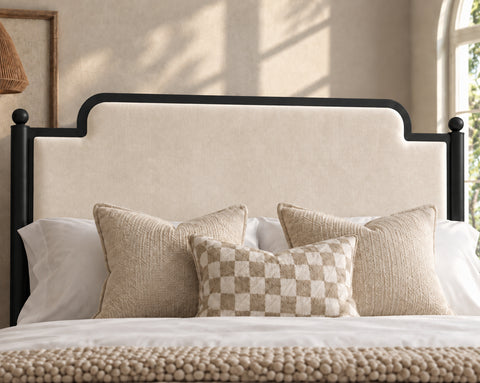 Molly Metal Fabric Bed Frame with Ball Finials