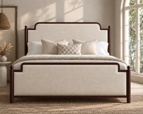 Molly Metal Fabric Bed Frame with Ball Finials