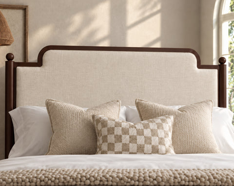 Molly Metal Fabric Bed Frame with Ball Finials