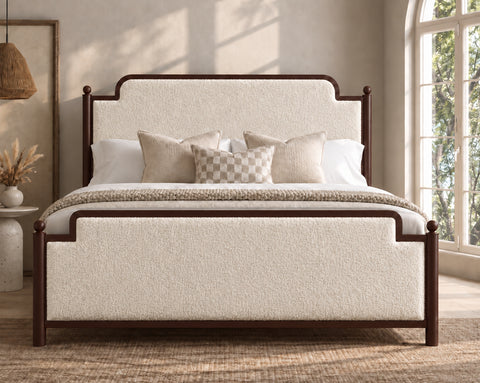 Molly Metal Fabric Bed Frame with Ball Finials