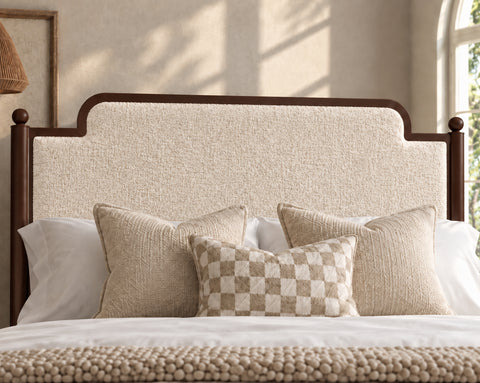 Molly Metal Fabric Bed Frame with Ball Finials