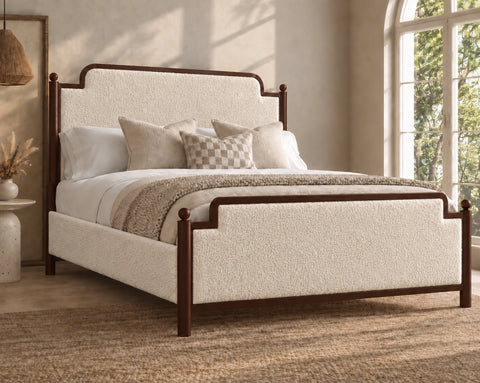 Molly Metal Fabric Bed Frame with Ball Finials