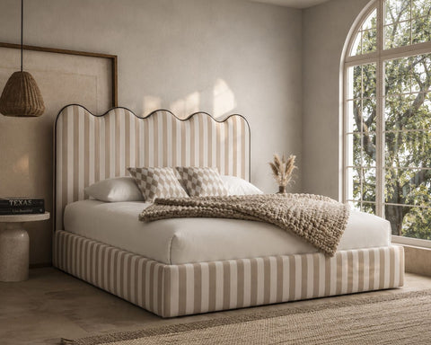 Chloe Scallop Curve Stripe Bed Frame