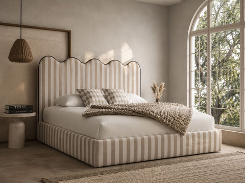 Chloe Scallop Curve Stripe Bed Frame