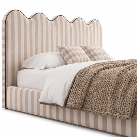 Chloe Scallop Curve Stripe Bed Frame