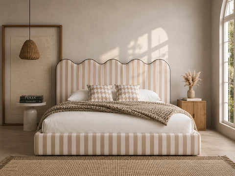Chloe Scallop Curve Stripe Bed Frame