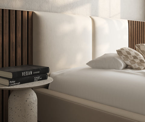 Harper Bed with Optional Acoustic Slatted Overhang Wings